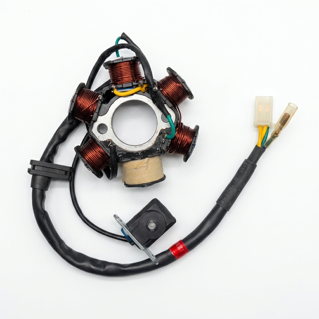 Magneto coil 6 pole Magneto coil 6 pole - Yousaf Engineering (Pvt) Ltd motorcycle part, made in Pakistan
